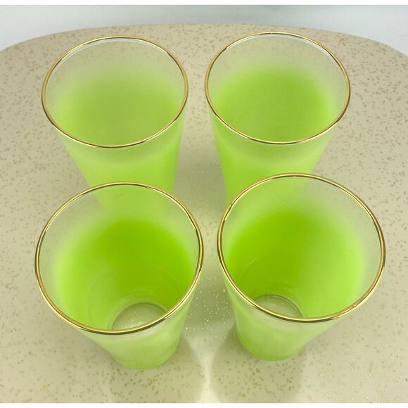 Vintage Blendo 11 oz tumblers, lime green ombre frosted glass, set of 4 - Picture 6 of 8